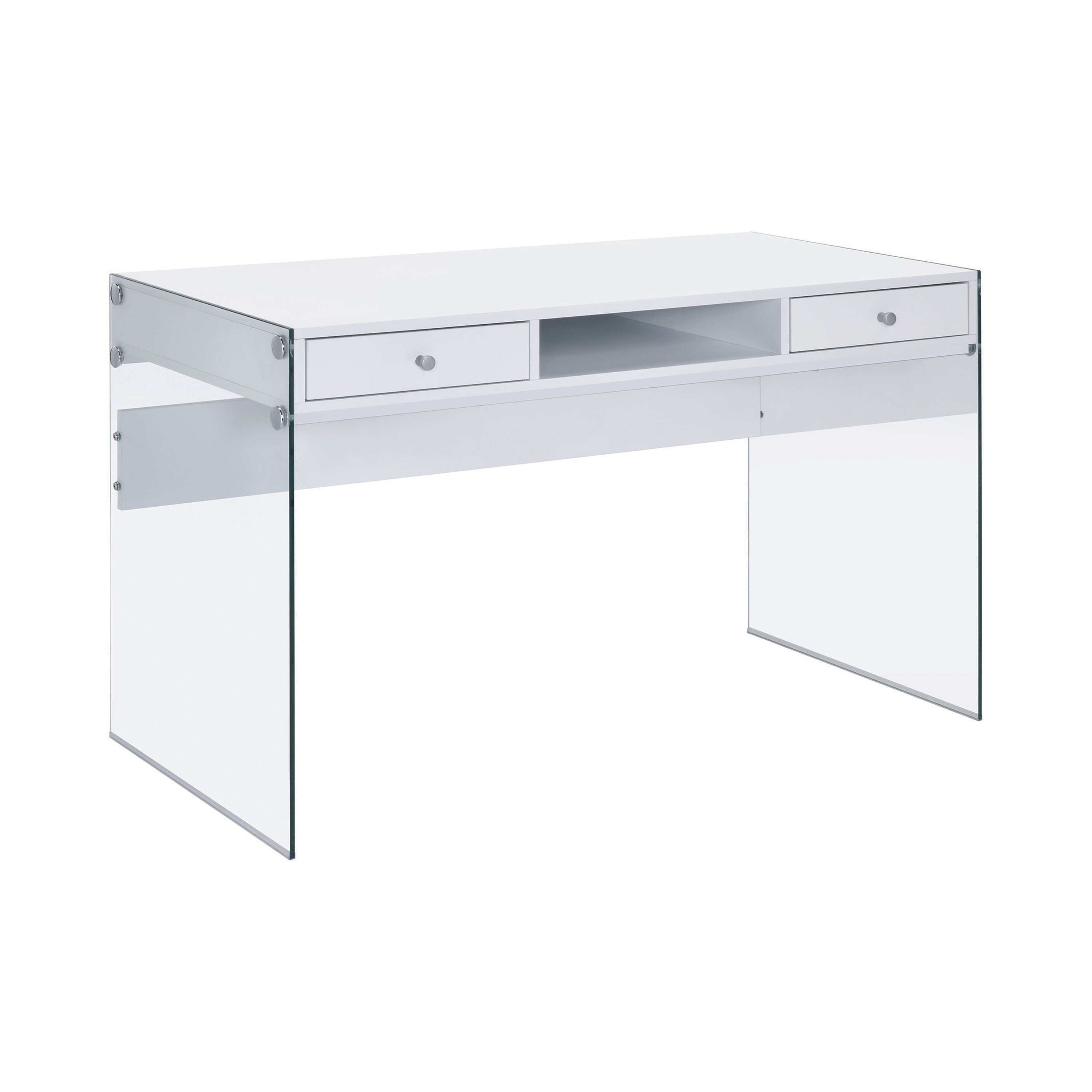 Dobrev 48-inch 2-drawer Writing Desk White High Gloss