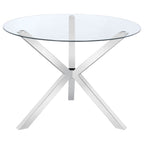 Vance Chrome Glass Top Dining Table w/ XCross Base