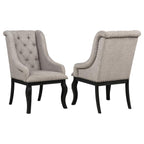 Phelps Upholstered Dining Arm Chair Tan Distressed Noir (Set of 2) - 121233