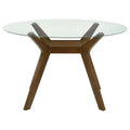 Paxton Clear & Nutmeg 48″ Round Glass Top Dining Table
