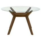 Paxton Clear & Nutmeg 48″ Round Glass Top Dining Table