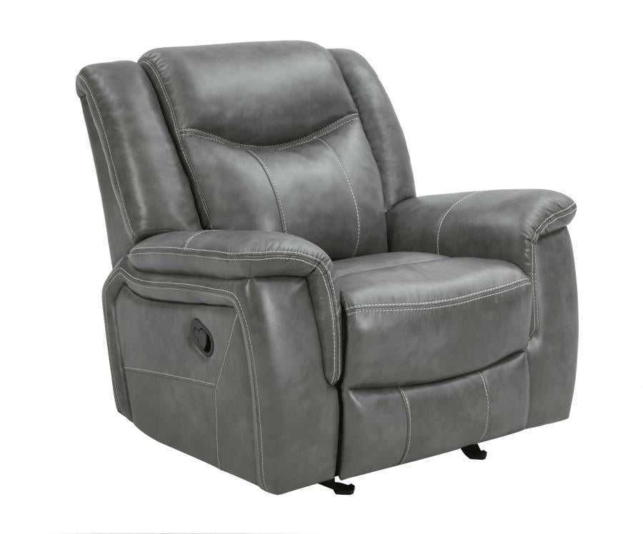Conrad 3-piece Upholstered Padded Arm Motion Sofa Set Grey