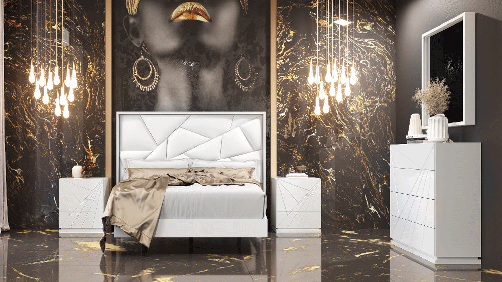 ESF Furniture - Avanty 3 Piece King Bedrrom Set in White - AVANTYKS-3SET