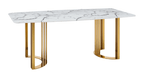 ESF Furniture - 131 Silver Marble 7 Piece Dining Room Set w-1ext in Silver - 131DININGTABLESS-7SET