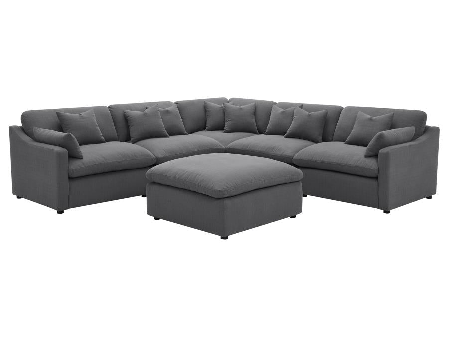 Hobson 6-piece Upholstered Modular Sectional Sofa Charcoal