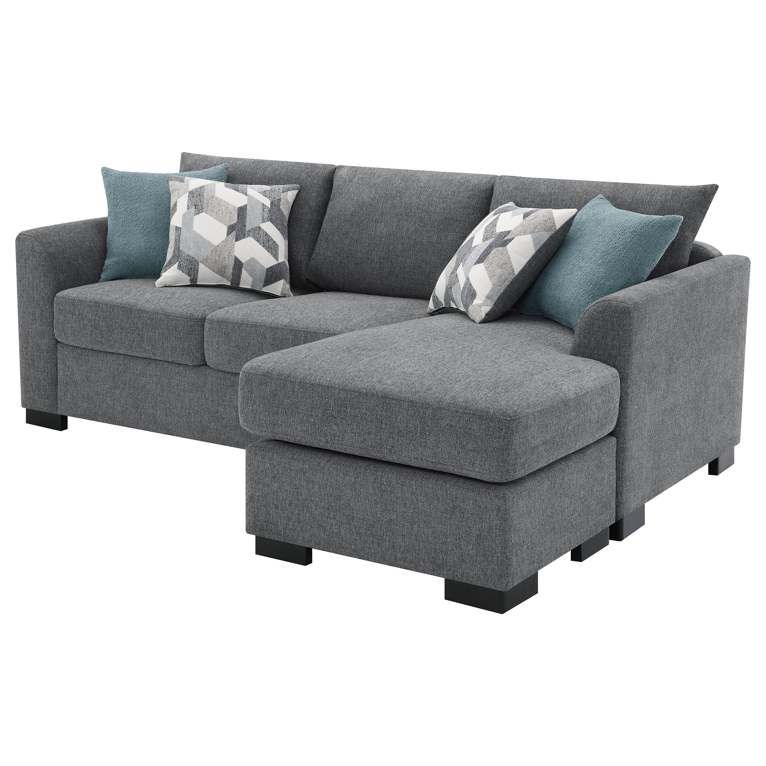 Storey Upholstered Sleeper Sectional Chaise Sofa Dark Grey