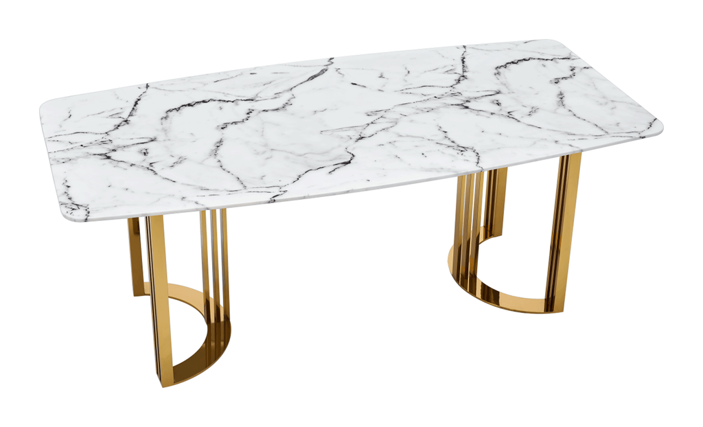 ESF Furniture - 131 Silver Marble 9 Piece Dining Room Set w-1ext in Silver - 131DININGTABLESS-9SET