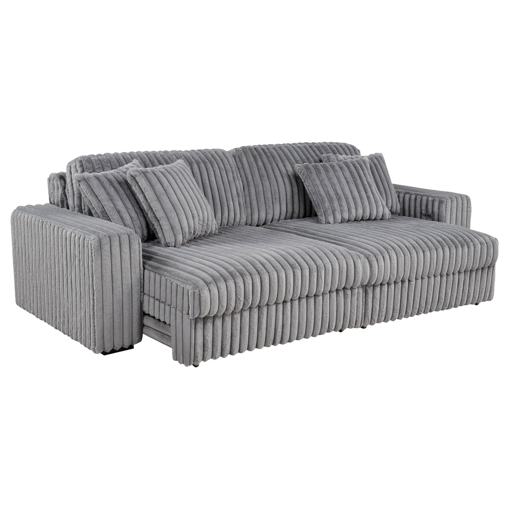 Jacana Corduroy Upholstered Dual Power Chaise Sofa Ivory