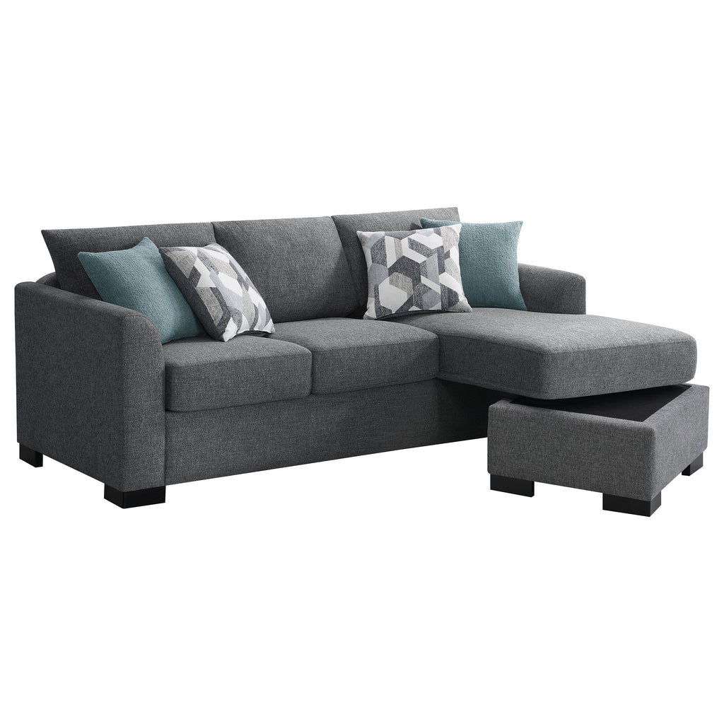 Storey Upholstered Sleeper Sectional Chaise Sofa Dark Grey
