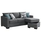Storey Upholstered Sleeper Sectional Chaise Sofa Dark Grey