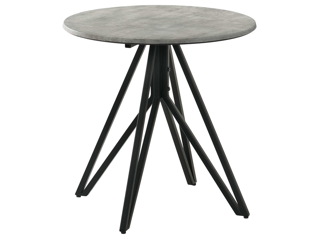 Hadi Round SmartTop Side End Table Cement and Gunmetal