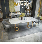 ESF Furniture - 131 Silver Marble 10 Piece Dining Room Set w-1ext in Silver - 131DININGTABLESS-10SET