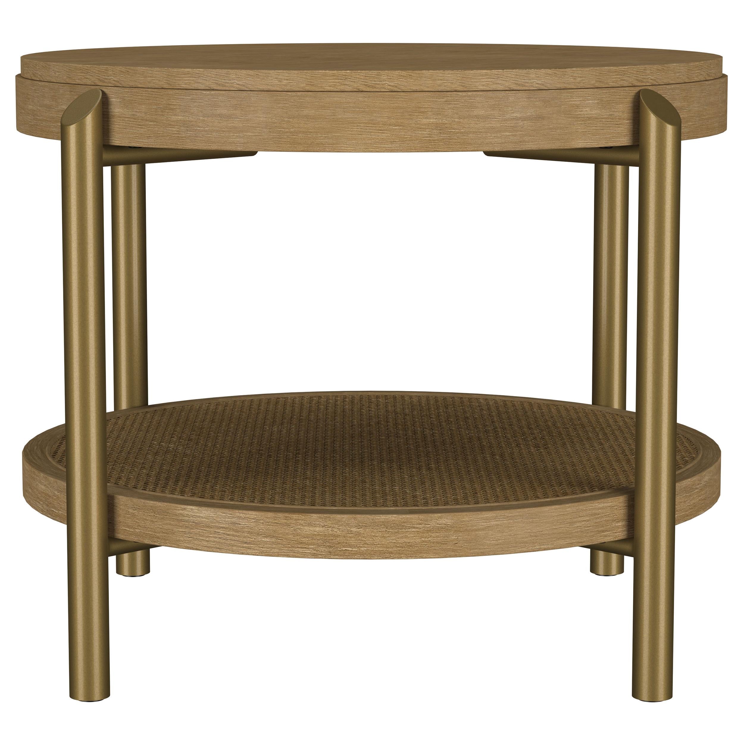 Arini Round Coffee Table With Storage Shelf Sand Wash