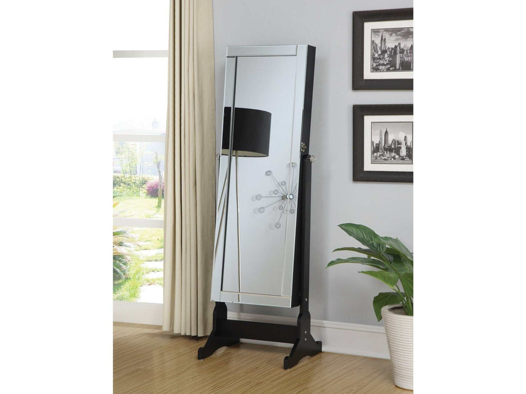 Cortez Cheval Mirror with Jewelry Storage Black