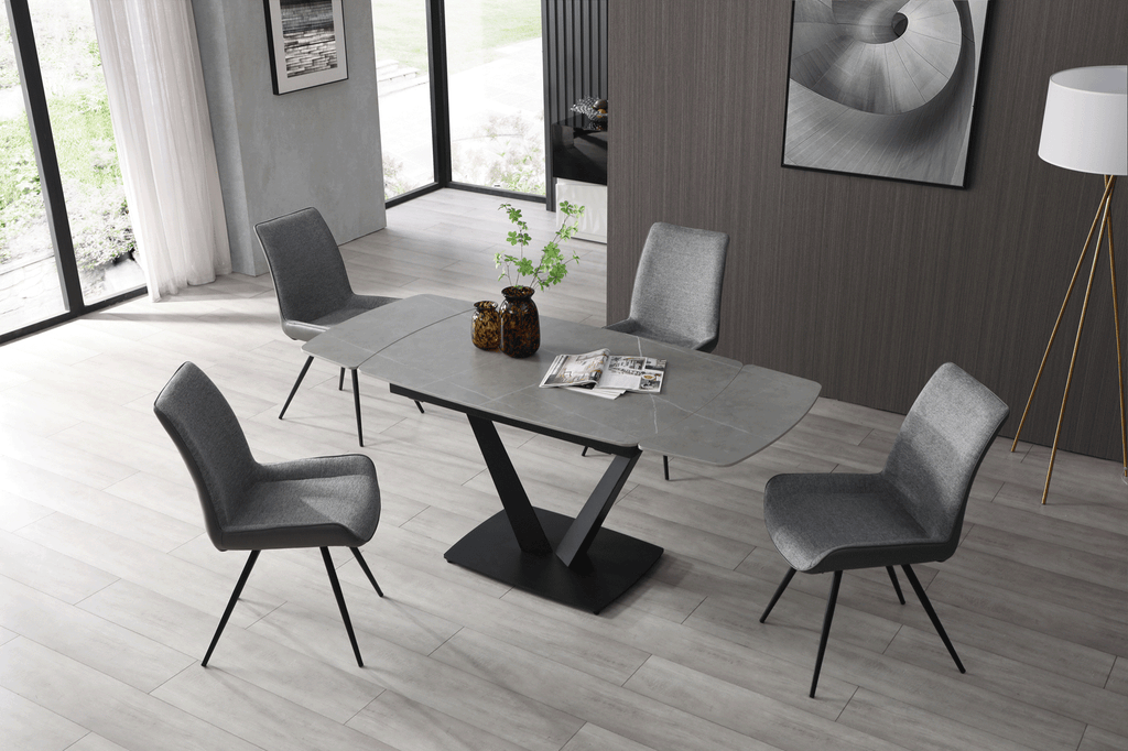 ESF Furniture - 109 - 7 Piece Dining Table Set in Grey - 109TABLEGREY-7SET