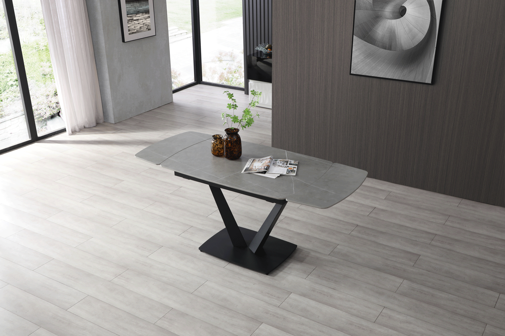 ESF Furniture - 109 Dining Table in Grey Ceramic - 109TABLEGREY