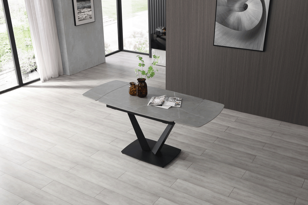 ESF Furniture - 109 - 9 Piece Dining Table Set in Grey - 109TABLEGREY-9SET