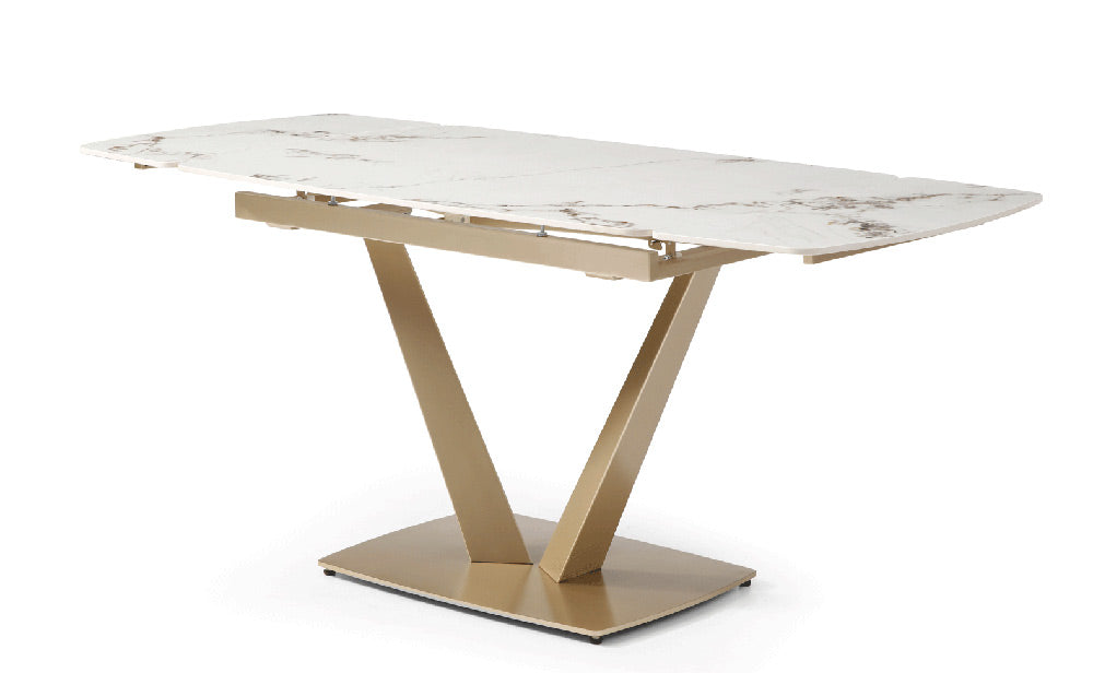ESF Furniture - 109 - 5 Piece Dining Table Set in Gloss Golden - 109TABLEGOLDEN-5SET