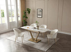 ESF Furniture - 109 - 5 Piece Dining Table Set in Gloss Golden - 109TABLEGOLDEN-5SET