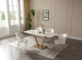 ESF Furniture - 109 - 8 Piece Dining Table Set in Gloss Golden - 109TABLEGOLDEN-8SET