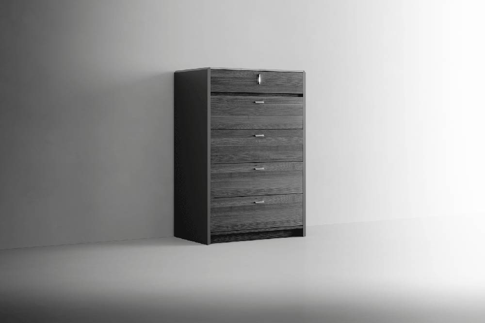 ESF Furniture - Vulcano 5 Piece King Bedroom Set in Luxury Grey Oak - VULCANOKSBED-5SET