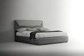 ESF Furniture - Vulcano Queen Size Bed Upholstry in Luxury Grey Oak - VULCANOQSBED