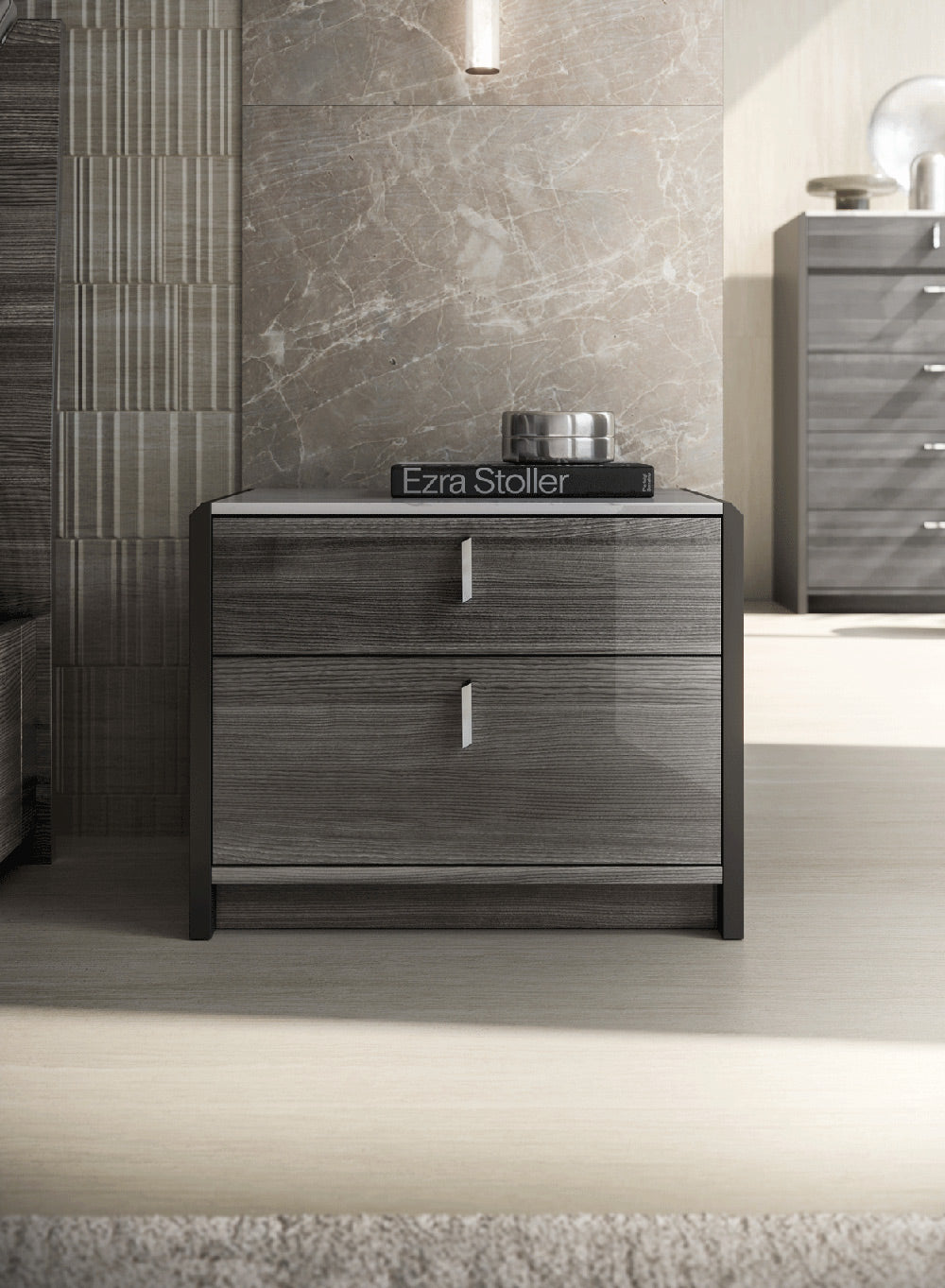 ESF Furniture - Vulcano 3 Piece Queen Bedroom Set in Luxury Grey Oak - VULCANOQSBED-3SET