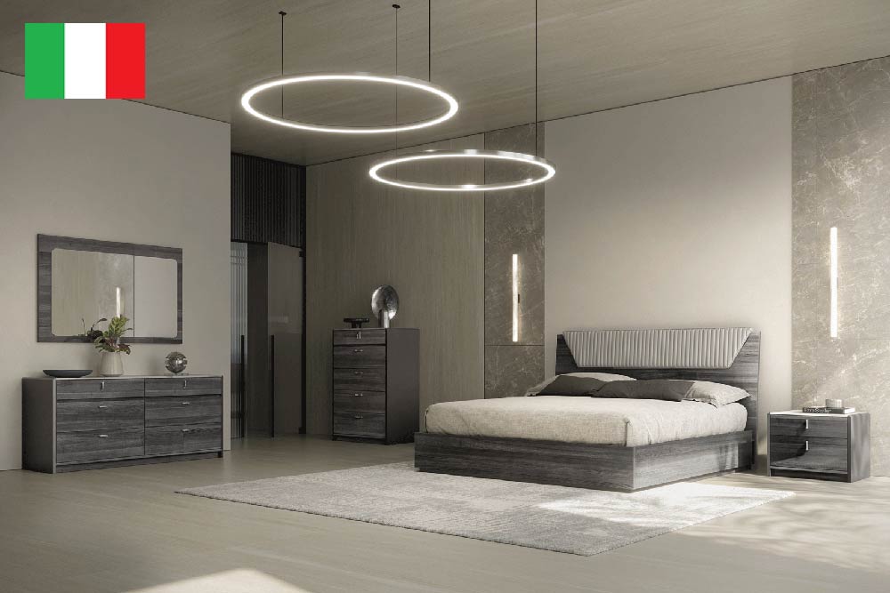 ESF Furniture - Vulcano 6 Piece Queen Bedroom Set in Luxury Grey Oak - VULCANOQSBED-6SET