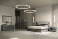 ESF Furniture - Vulcano 3 Piece King Bedroom Set in Luxury Grey Oak - VULCANOKSBED-3SET