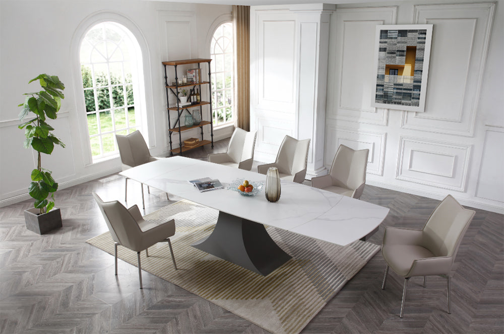 ESF Furniture - 9437 Dining Table Two 20'' extensions in Light Grey - 9437TABLE