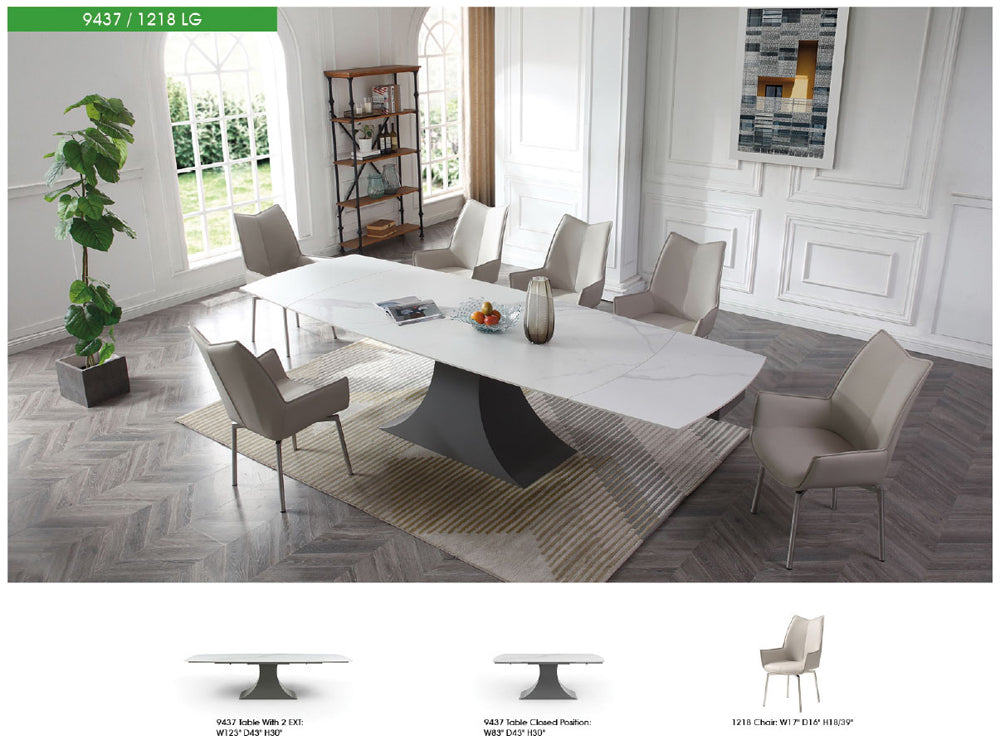 ESF Furniture - 9437 Dining Table Two 20'' extensions in Light Grey - 9437TABLE