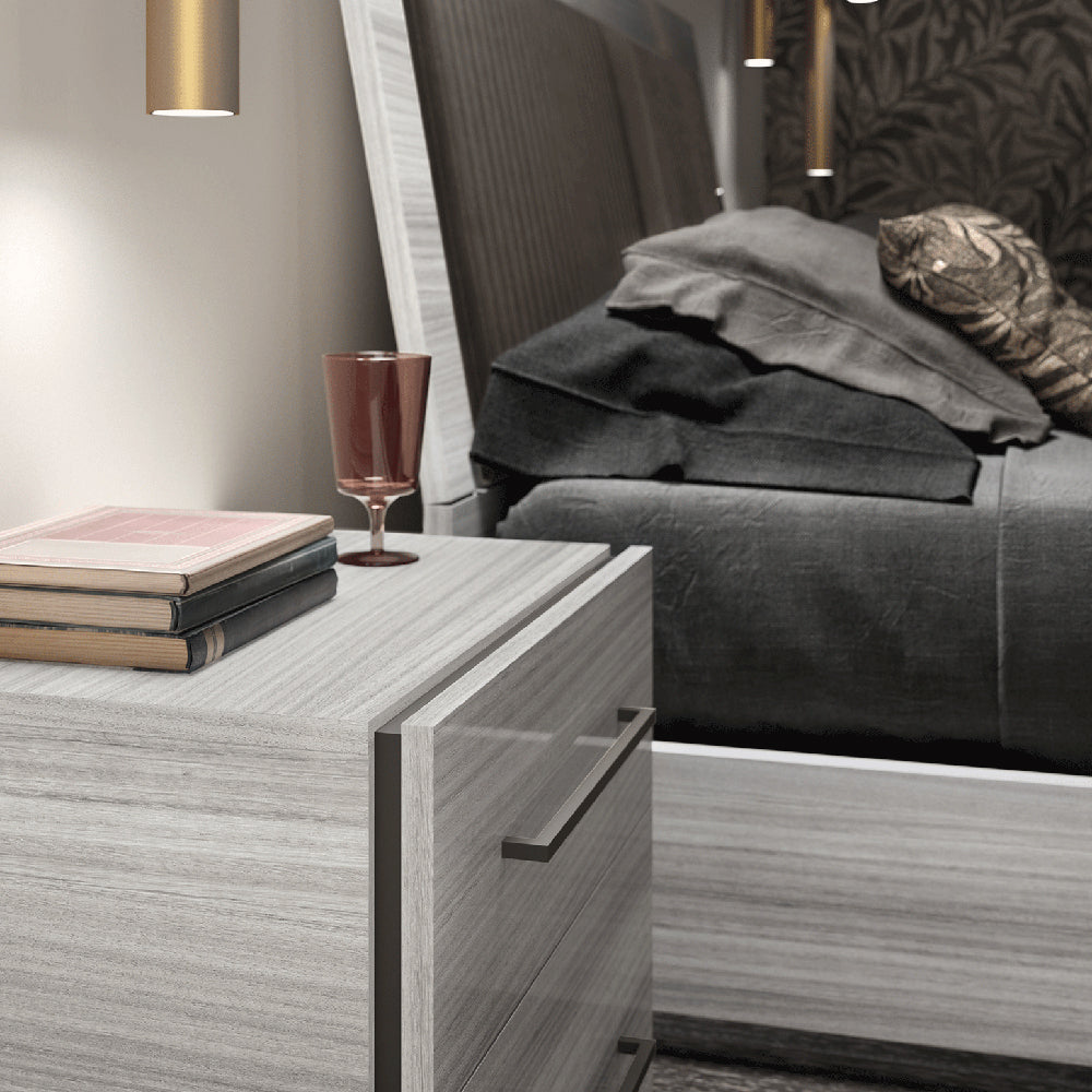 ESF Furniture - Mia 3 Piece King Size Bedroom Set in Silver Grey - MIAKSBED-3SET