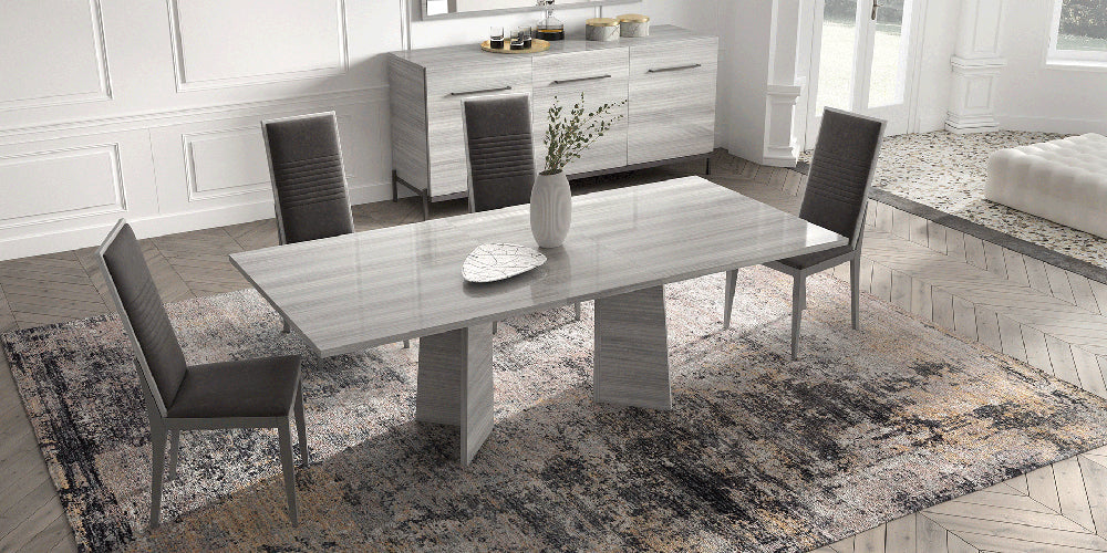 ESF Furniture - Mia 5 Piece Dining Room Set in Silver Grey - MIATABLE-5SET
