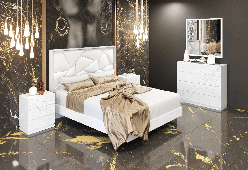 ESF Furniture - Avanty 5 Piece King Bedrrom Set in White - AVANTYKS-5SET