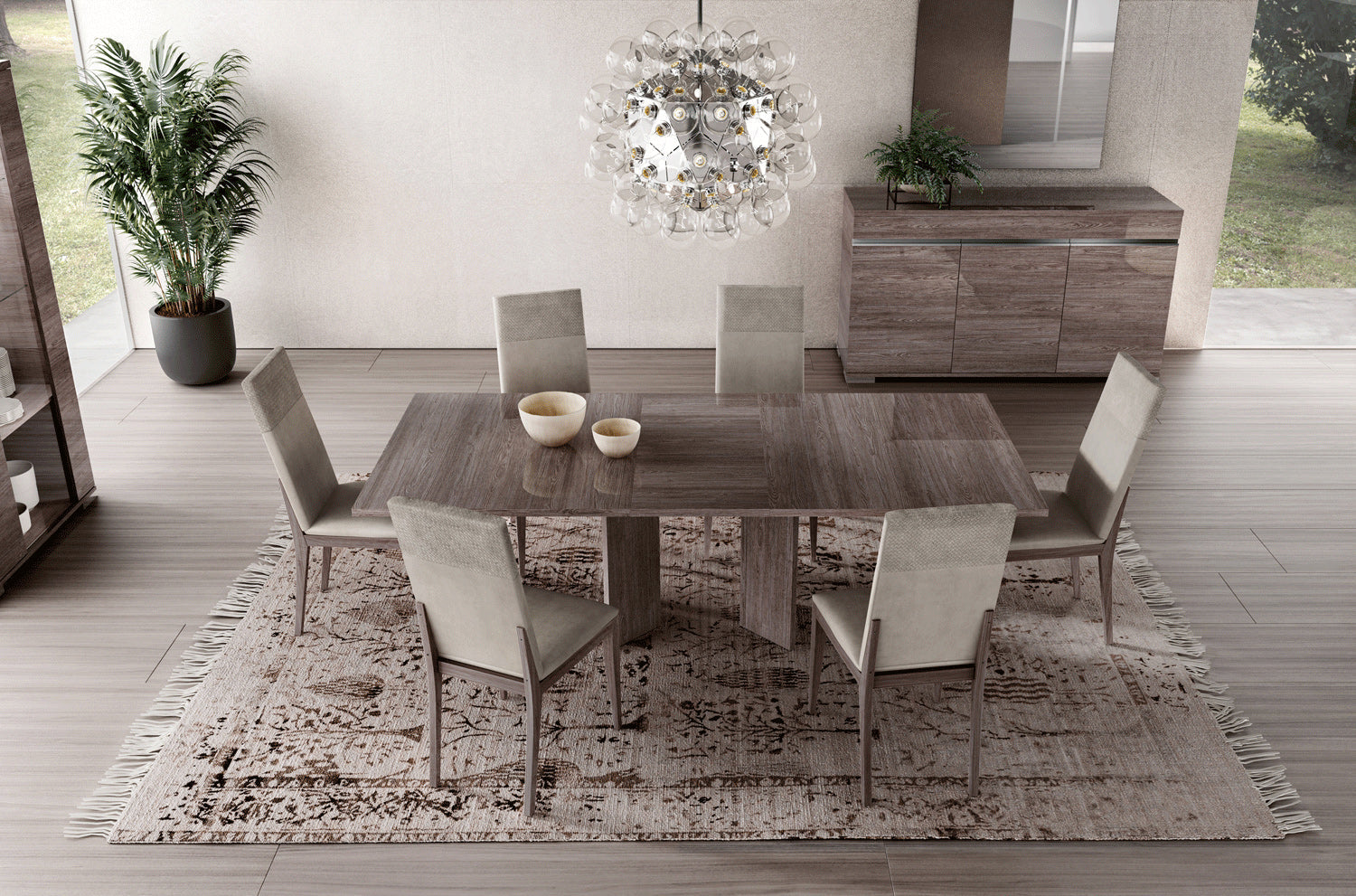 ESF Furniture - Viola 7 Piece Dining Room Set in Purple Elm - VIOLATABLE-7SET