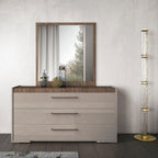 ESF Furniture - Nora 6 Piece Queen Size Bedroom Set w/ Light in Walnut - NORAQS-6SET