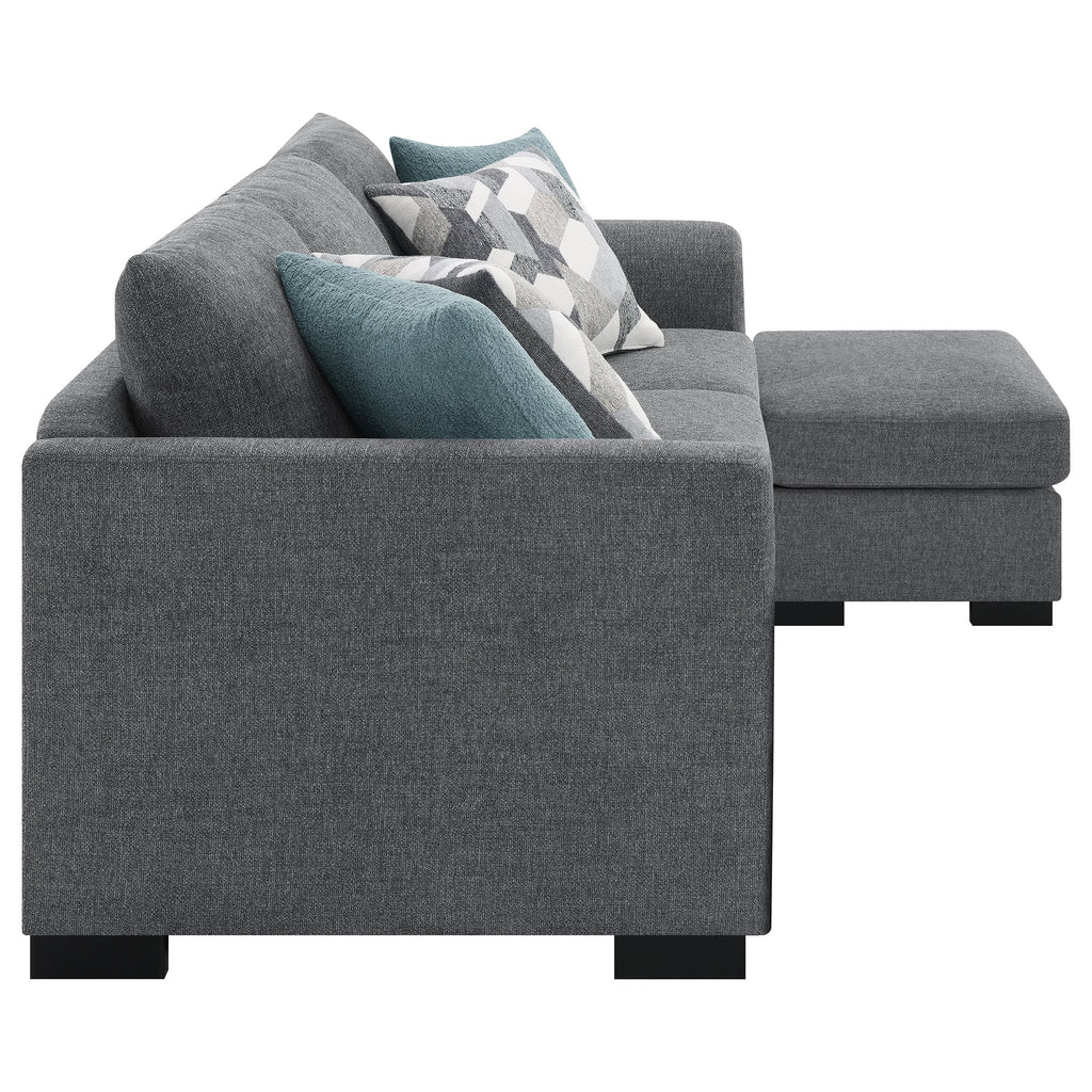 Storey Upholstered Sleeper Sectional Chaise Sofa Dark Grey