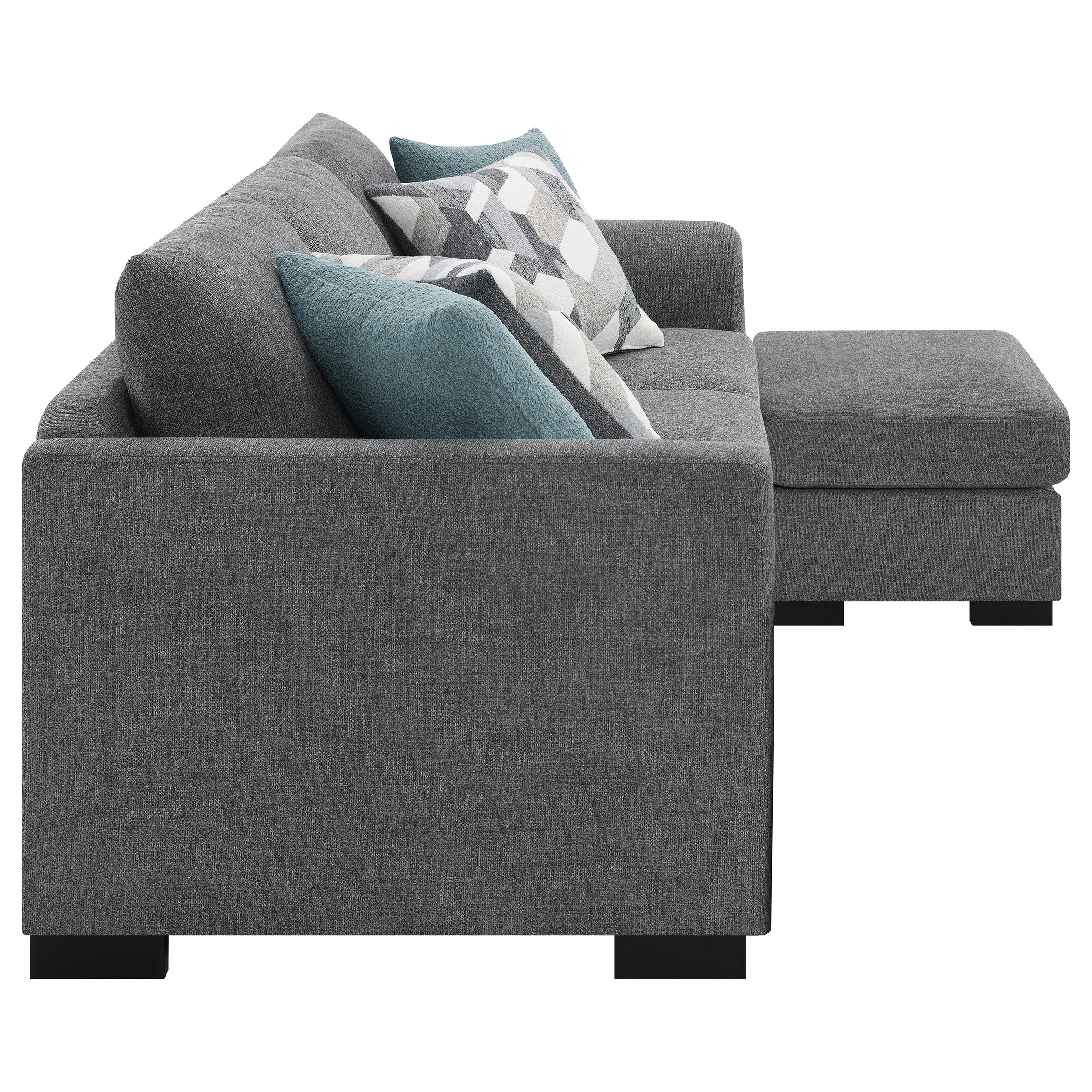 Storey Upholstered Sleeper Sectional Chaise Sofa Dark Grey