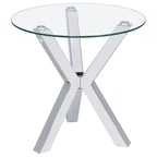 Kenzie Round Tempered Glass Top Cocktail Coffee Table Chrome