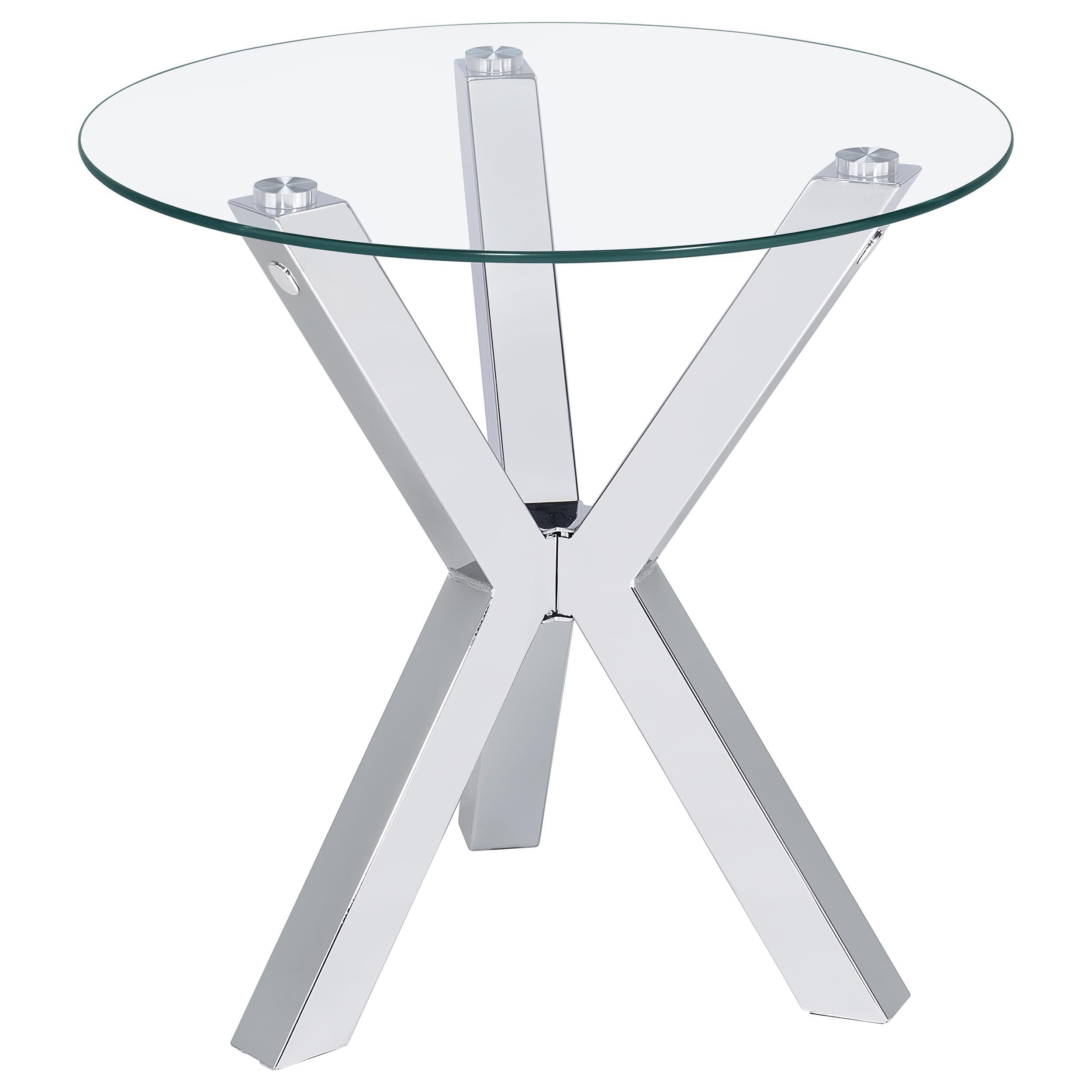 Kenzie Round Tempered Glass Top Cocktail Coffee Table Chrome
