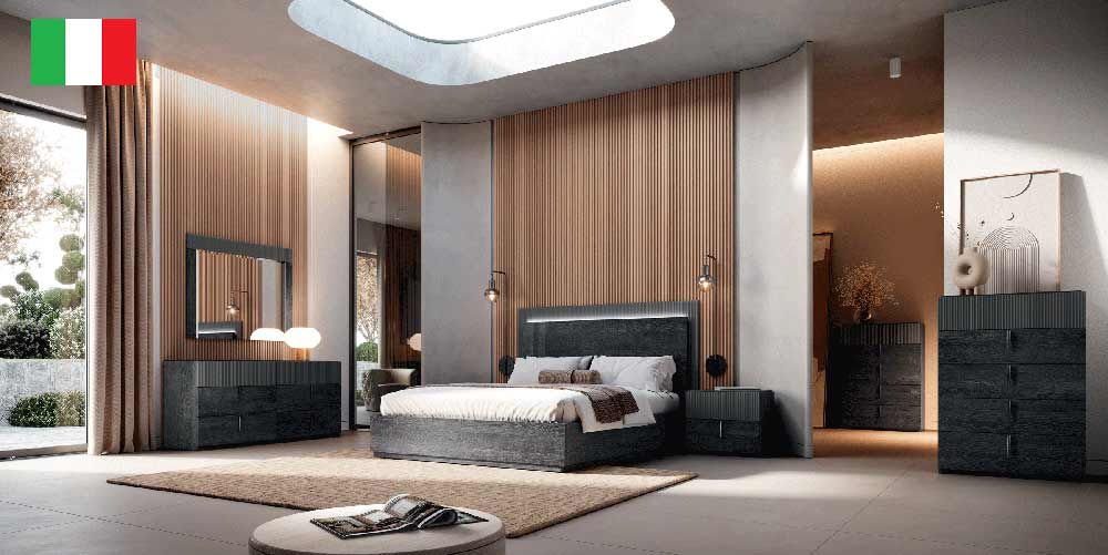 ESF Furniture - Onyx 5 Piece Queen Size Bedroom Set in Metallic Matte - ONYXQS-5SET