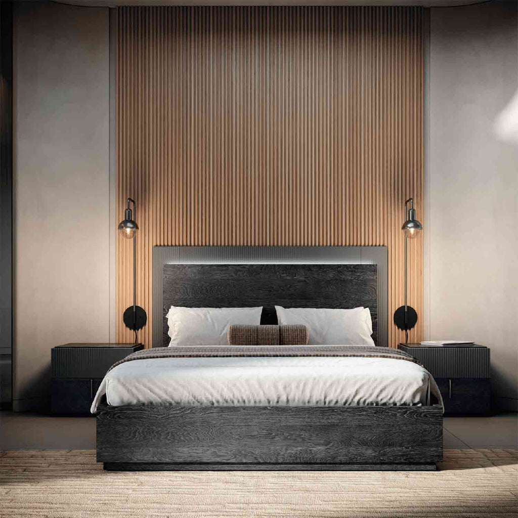 ESF Furniture - Onyx 8 Piece Queen Size Bedroom Set in Metallic Matte - ONYXQS-8SET