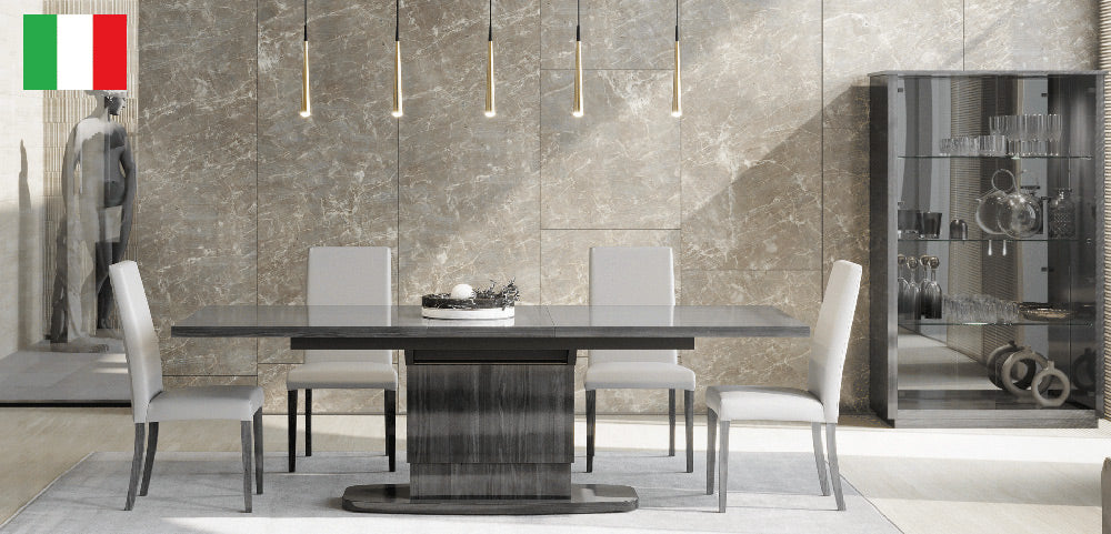 ESF Furniture - Vulcano Dining Table w/ Exten 1 Extension leaf in Luxury Grey Oak - VULCANOTABLE