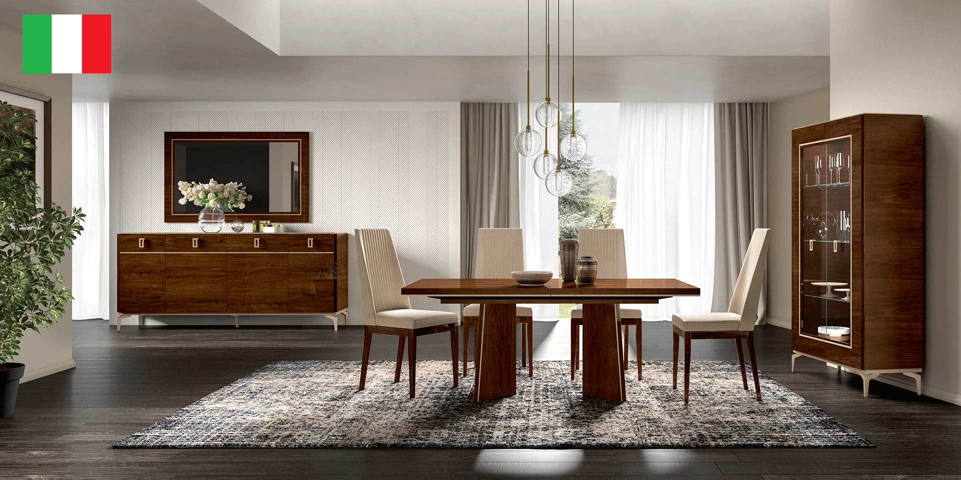 ESF Furniture - Eva 10 Piece Dining Room Set in Walnut - EVATABLE-10SET