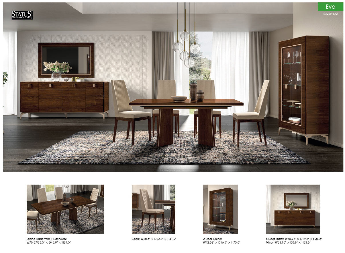 ESF Furniture - Eva 2 Door China Cabinet in Walnut - EVA2DOORCHINA