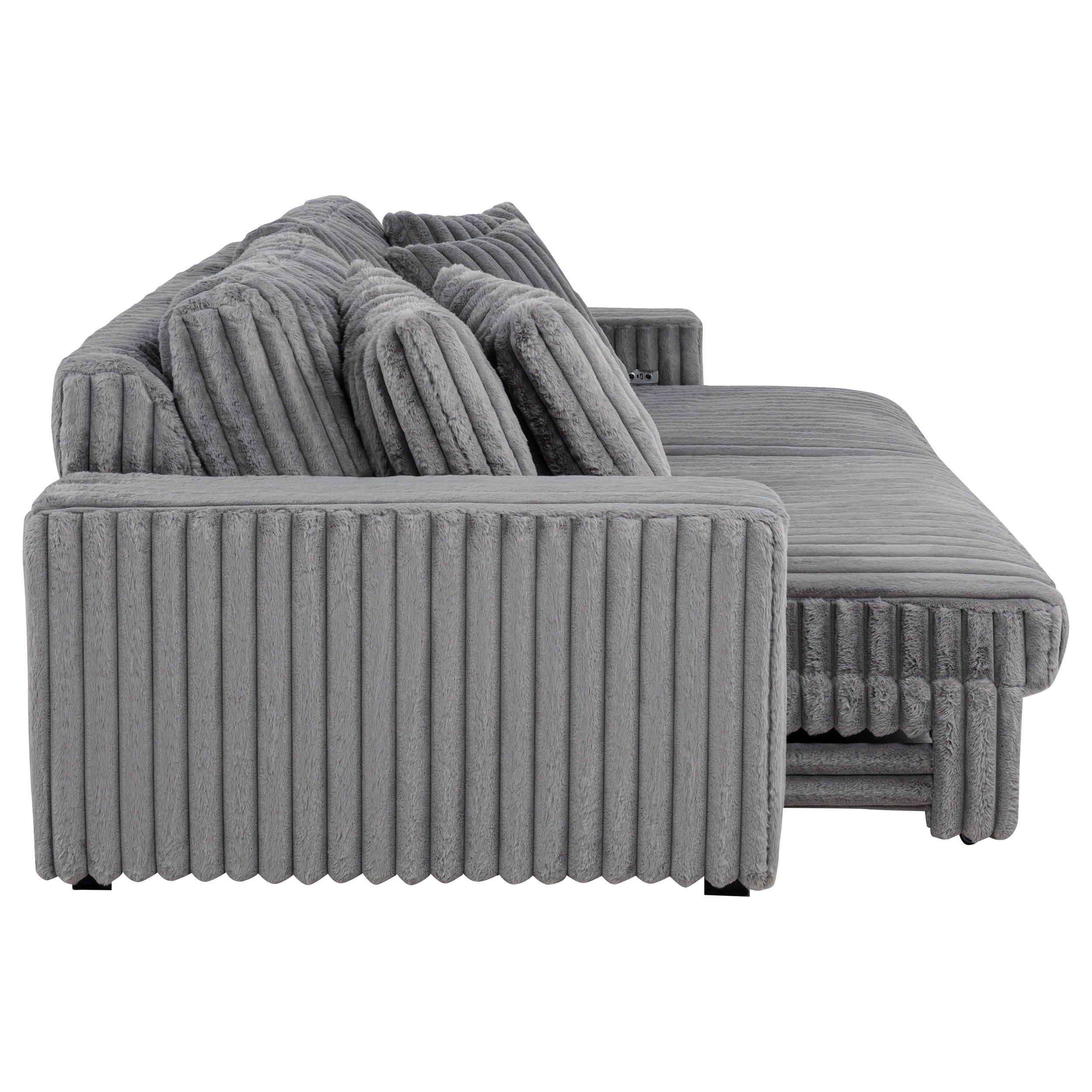 Jacana Corduroy Upholstered Dual Power Chaise Sofa Ivory