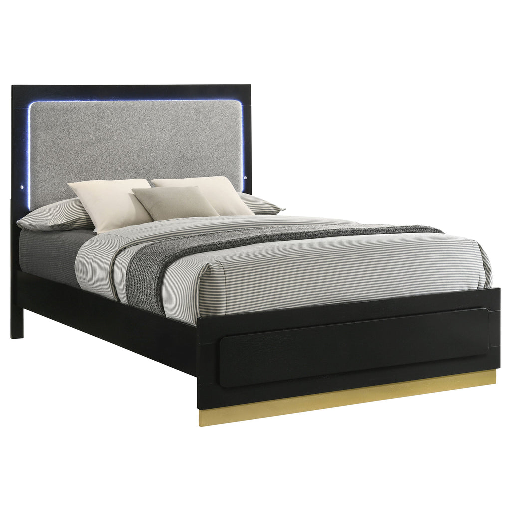 Caraway Wood Eastern King LED Panel Bed White