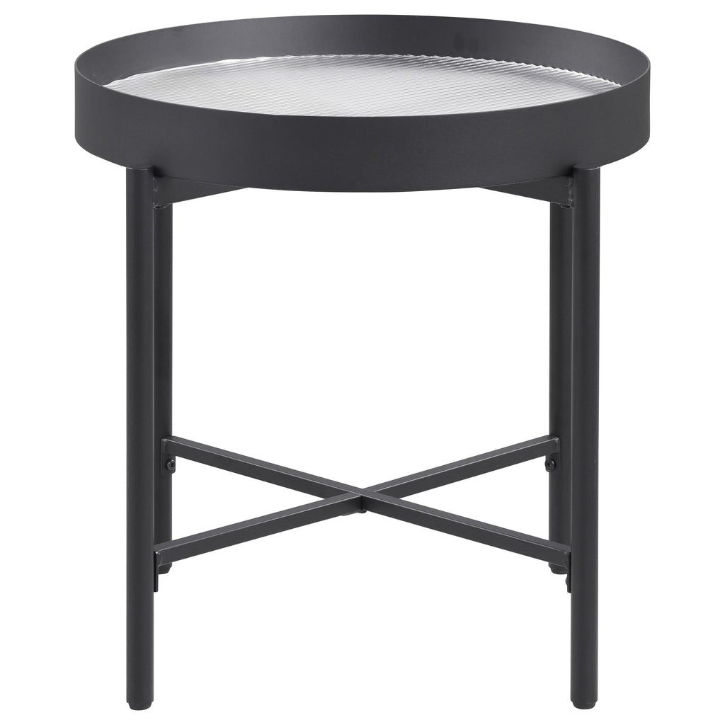 Ozella Round Coffee Table with Hidden Storage Sandy Black