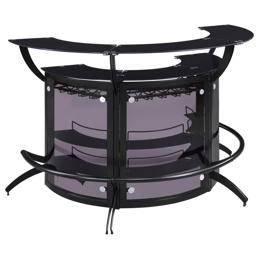 Dallas 2-shelf Curved Freestanding Home Bar Cabinet Black