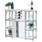 Ammaar White & Chrome Bar Cabinet w/ Glass Shelf